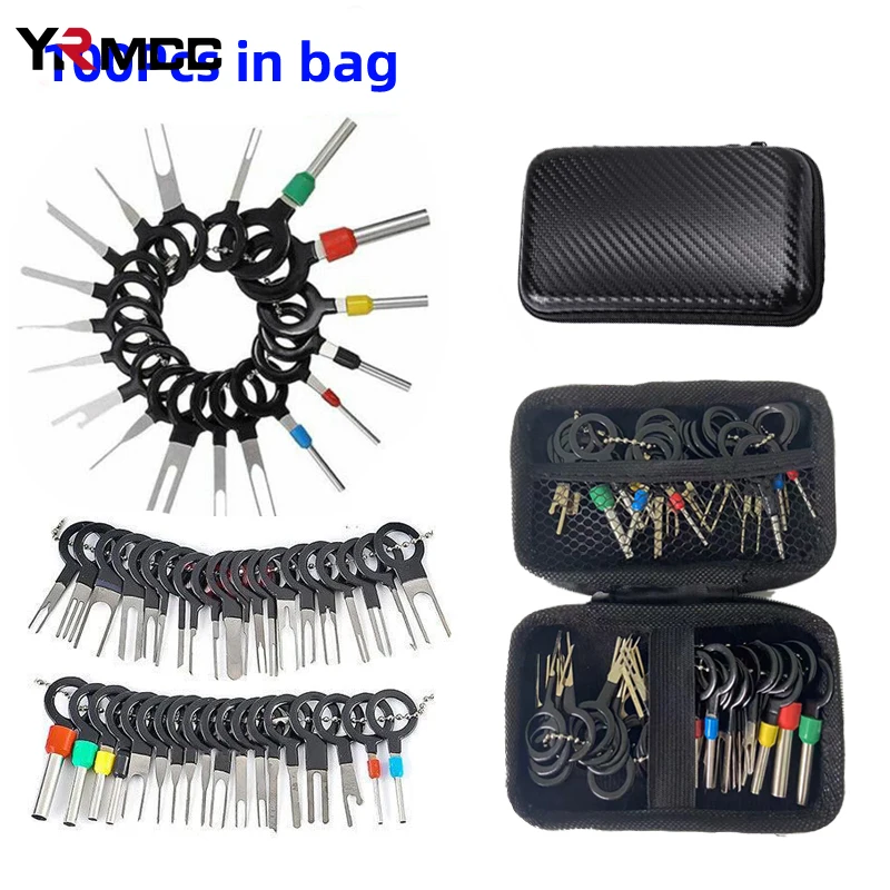 100Pcs Car Terminal Removal Repair Tools Electrical Wiring Crimp Connector Pin Extractor Kit Keys Automotive Plug Pullers