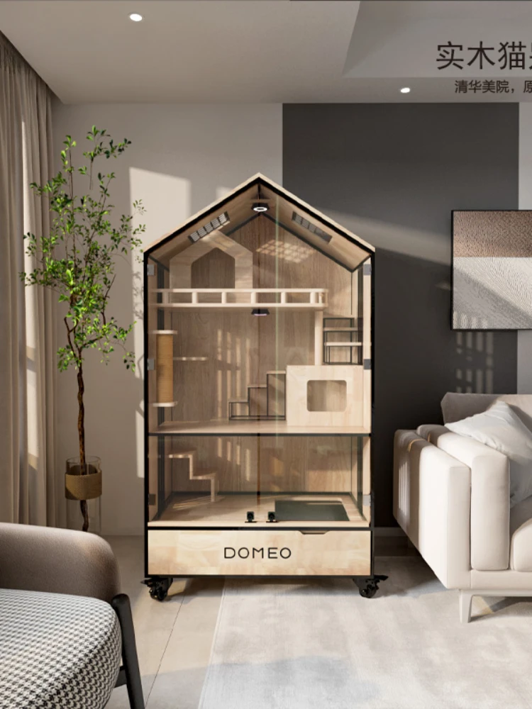 

Кошачья вилла, твердая древесина, кошачий шкаф, противолетающий мех, домашний кошачий дом, роскошный большой кошачий домик, кофейный дом в стиле Ins