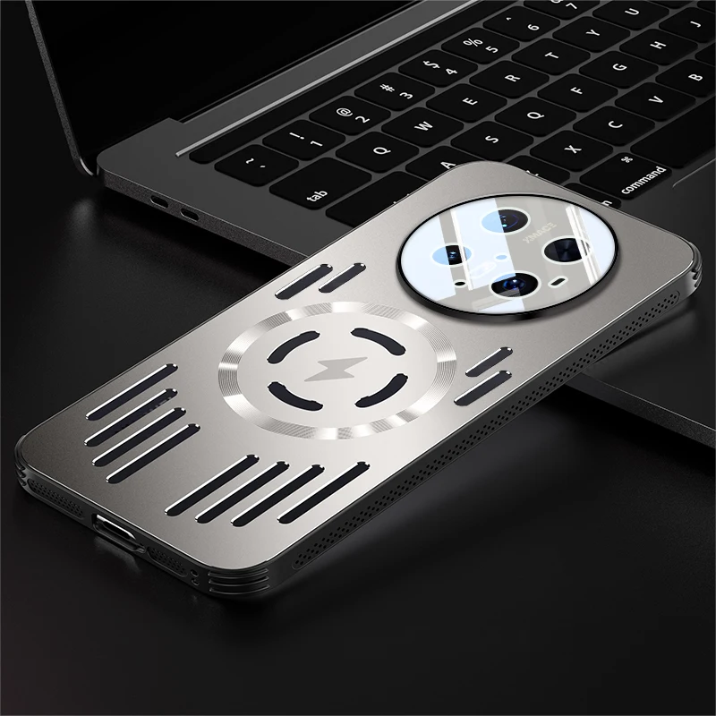 Premium Hard Metal Magnetic Wireless Charging Protective Case - Heat Dissipation Cover