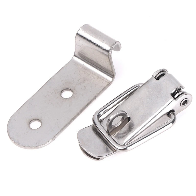 90 Degrees Duck-mouth Buckle Hook Lock Iron Spring Loaded Draw Toggle Latch Clamp Clip Silver Hasp Latch Catch Clasp