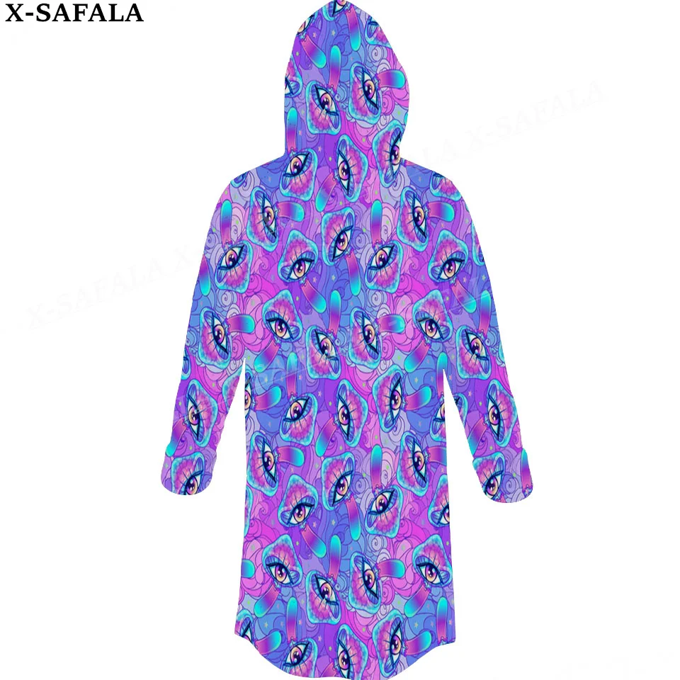 

Natural Psychedelic Mushroom Eyes Trippy Thick Warm Hooded Cloak Men Overcoat Coat Windproof Fleece Cape Robe Hooded Blanket-4