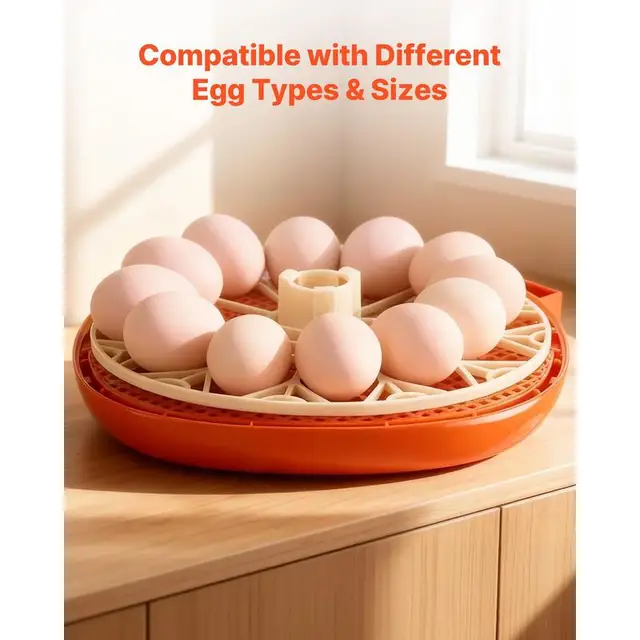 12 Egg Incubator, Automatic Egg Turner with LED Candler, Temperature & Humidity Control, 360° View Clear Window, Poultry Eggs Incubator for Home Farm, Hatching Chicks Ducks Goose Quail