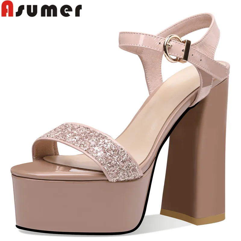 

ASUMER 2022 New Genuine Leather Platform Sandals Women Extreme High Heels Shoes Ladies Front & Rear Strap Summer Dress Shoes