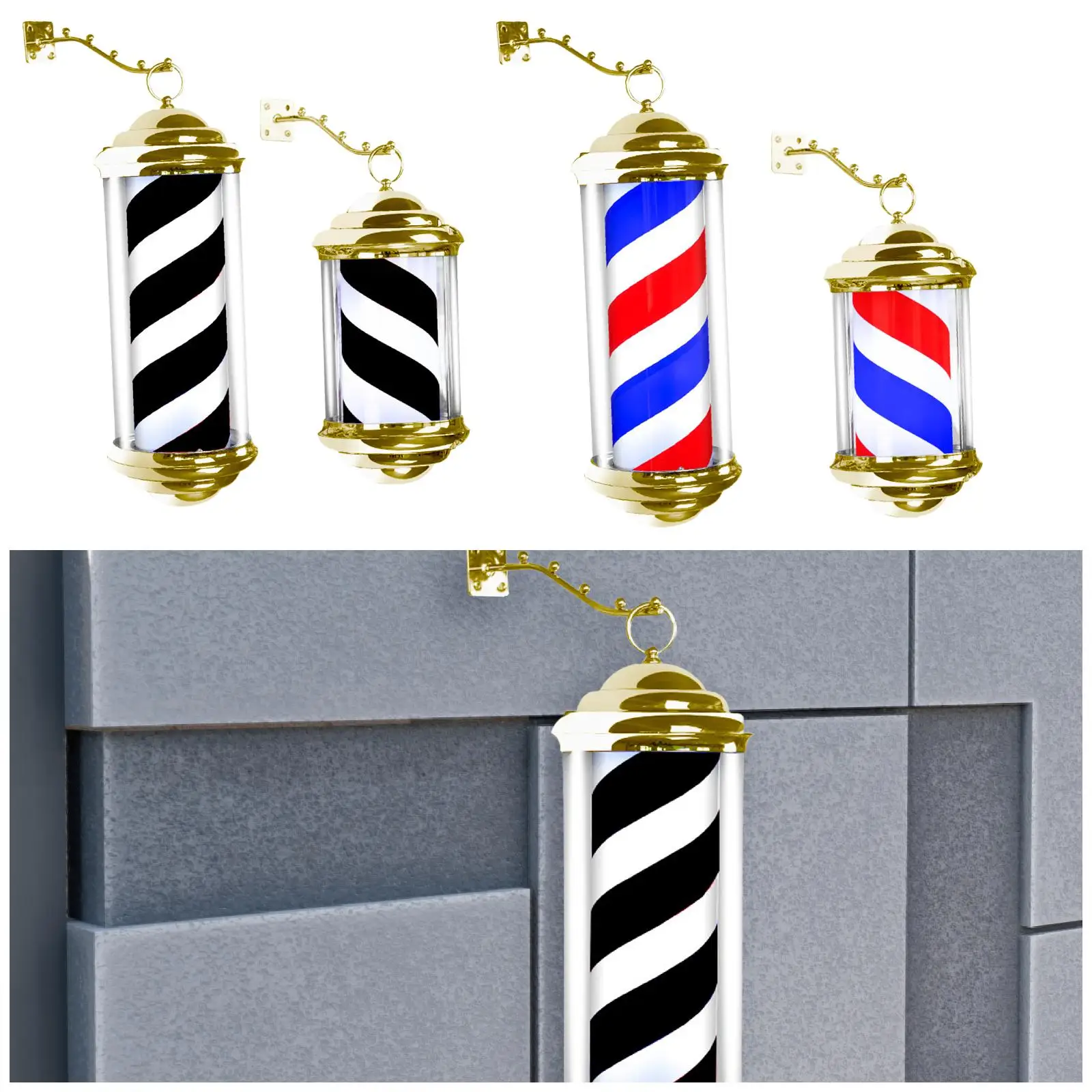 Barber Pole Light Rainproof Barbershop Rotating Light for Hairdressing Salon