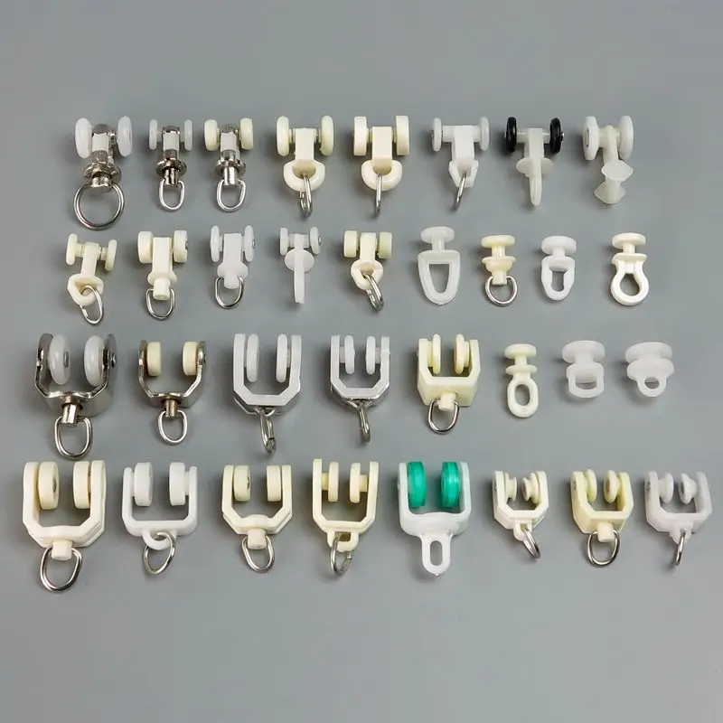 Description Picture 2 of itemAlloy Plastic Curtain Wheel Rail Straight Curved Track Rollers Hanging Curtains Hook Ring Window Decorative Hardware Accessories
