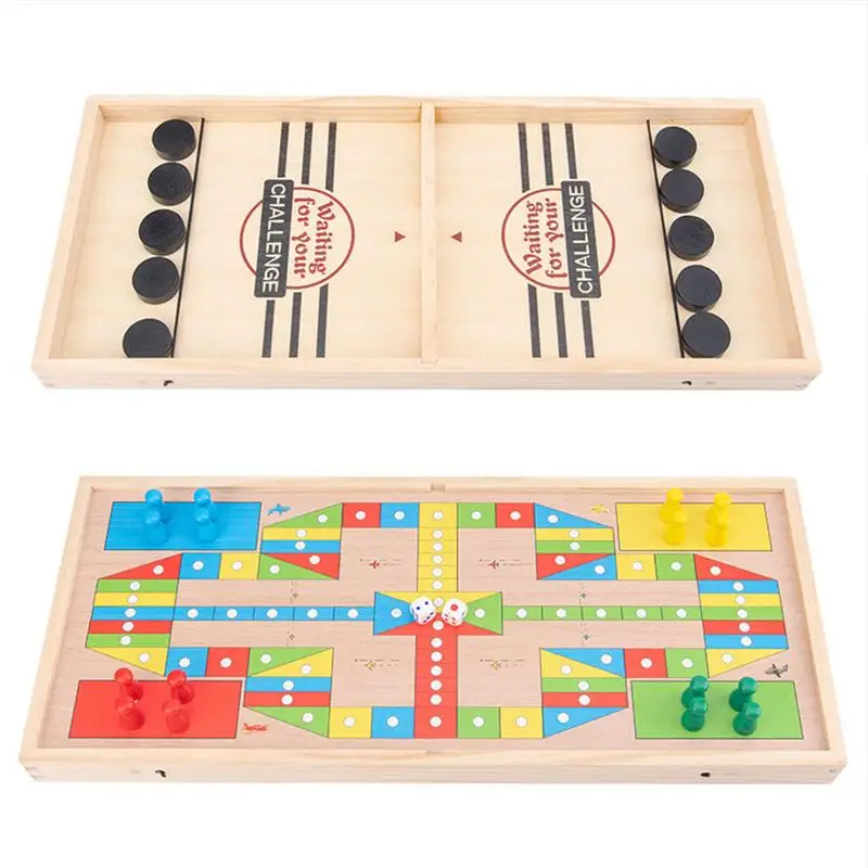 

2 In 1 Table Desktop Battle Hockey Game Flying Chess Fun Party Toys For Adult Children Catapult Chess Family Home Interactive