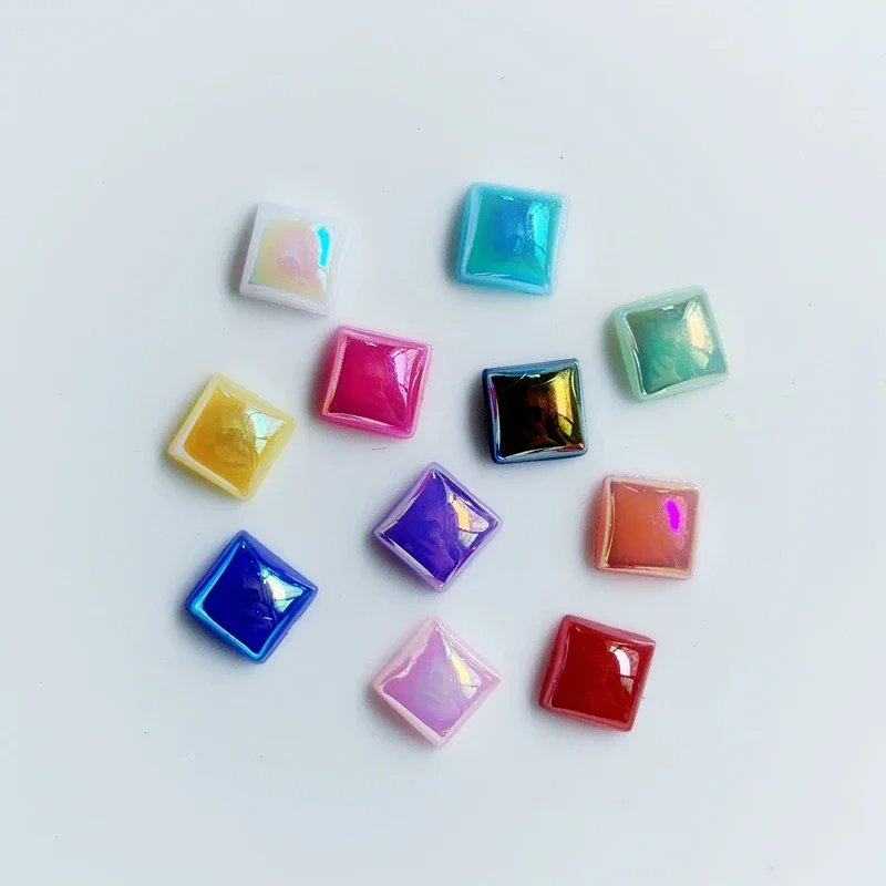 8mm Acryl Strass AB Acryl Platz glatte oberfläche FlatBack Cabochon DIY Handwerk/Hochzeit Dekoration 40 stücke-7E32