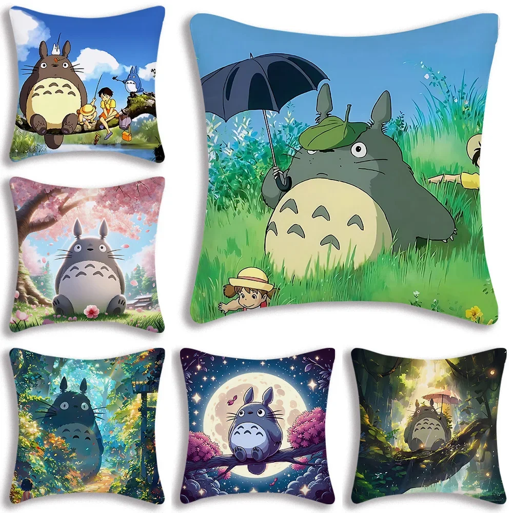 Cute Cartoon T-TOTOROS Pillowcase Home Decorations Decorative Sofa Cushions Cover for Sofa Living Room Decoration Anime Pillow