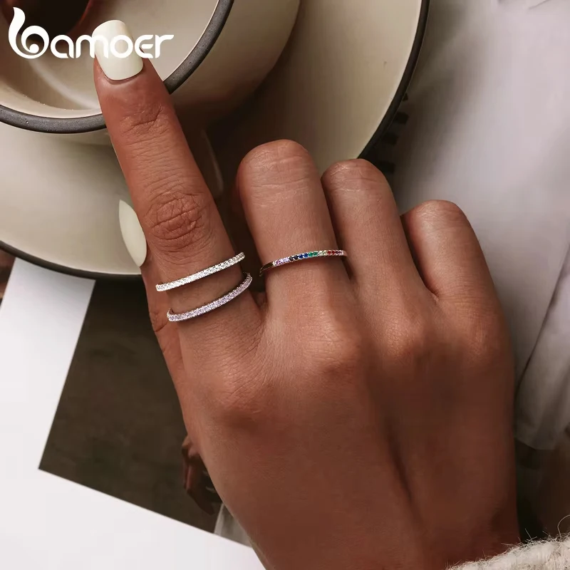 Stackable Rings 925 Sterling Silver Bamoer 925 Sterling Silver