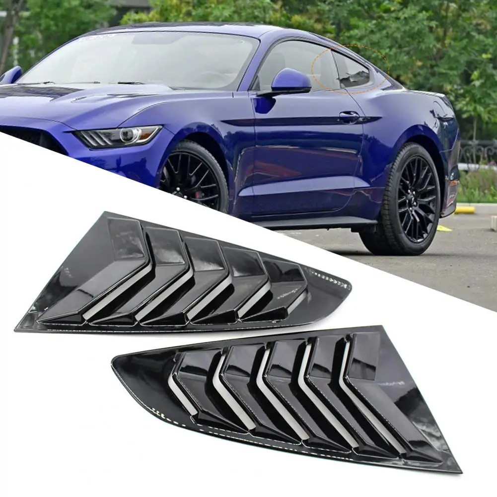 2Pcs Praktische Gloss Black Car Styling Glanz Schwarz Seite Fenster Scoops  Seite Fenster Lamellen für Ford Mustang 15-17