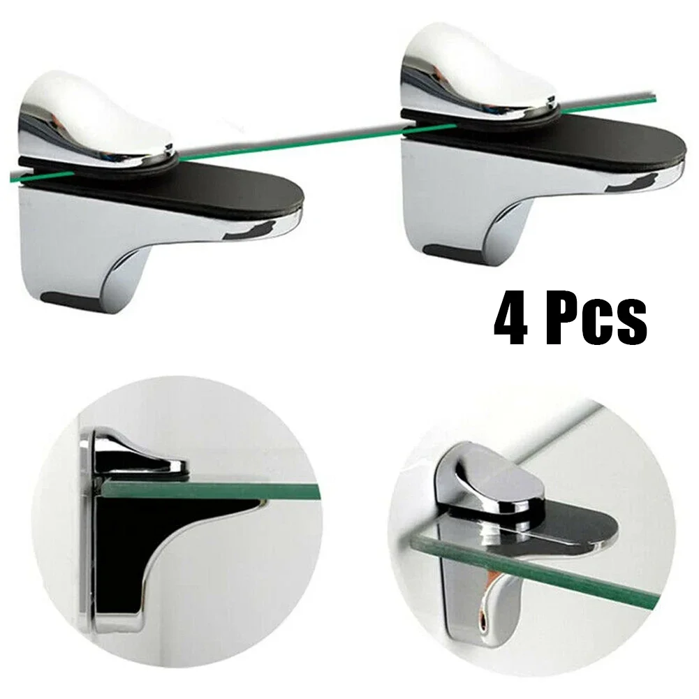 4pc Zinc Alloy Adjustable Shelf Clamp Glass Shelf Support Plate Holder Fish Mouth Glass Clamp Wood Bracket 55 X 24 Mm Glass Shelf Clamp Holder