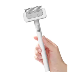 Pet Fur Knot Cutter & Hair Remover: Double - Sided Grooming Brush (WHITE)