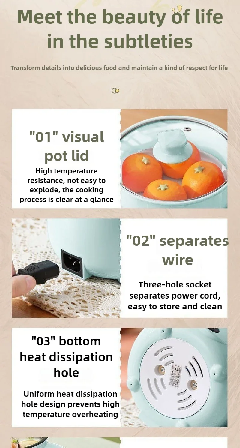 450W Fully Automatic Cooking Integrated Rice Cooker Home Electric Wok Does Not Stick To The Liner Simple Operation Rice Cooker 6