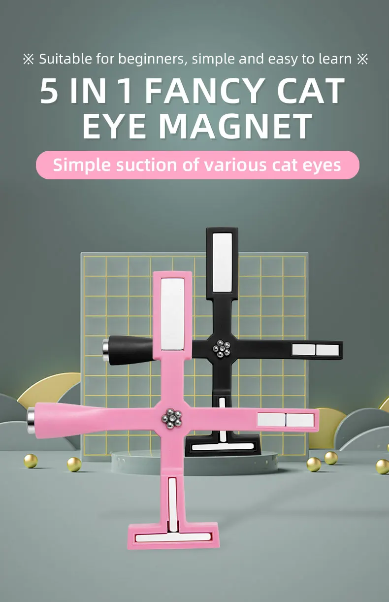 Description Picture 2 of item5 IN 1 Multi-function Cat Eye Nail Magnetic Stick Cross Magnet Board For Cat Eye UV Gel Nail Tool Shiny Nail Art Decal Tools