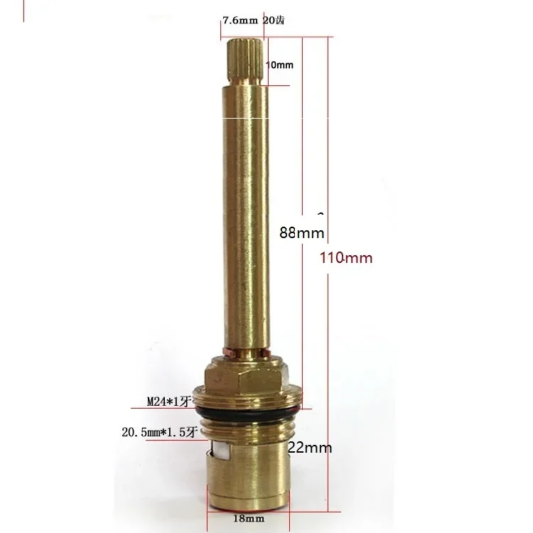 MTTUZK Faucet Replacement110mm Brass 1/4 Turn G1/2" Ceramic Disc Cartridge Duble Tooth Hot or Cold Tap Valve Faucet Spool
