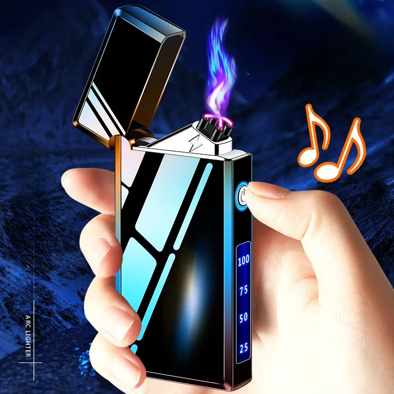 Single Arc Electric lighter Metal Windproof flameless USB Touch Sensing Cigarette Lighter Outdoor portable lighter men's gifts 2
