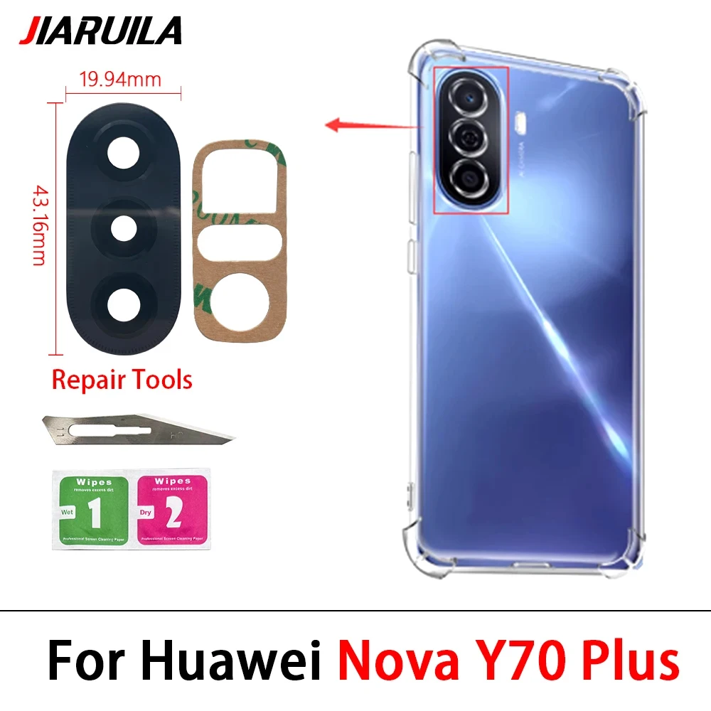 접착제 포함 후면 카메라 유리 렌즈, 화웨이 노바 Y60 Y70 플러스 Y90 9 7i 8i 9 SE Y61 용, 50 개, 신제품