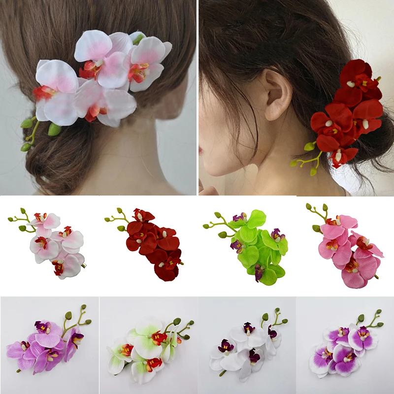 

Заколка для волос в стиле бохо с бабочкой, цветком орхидеи