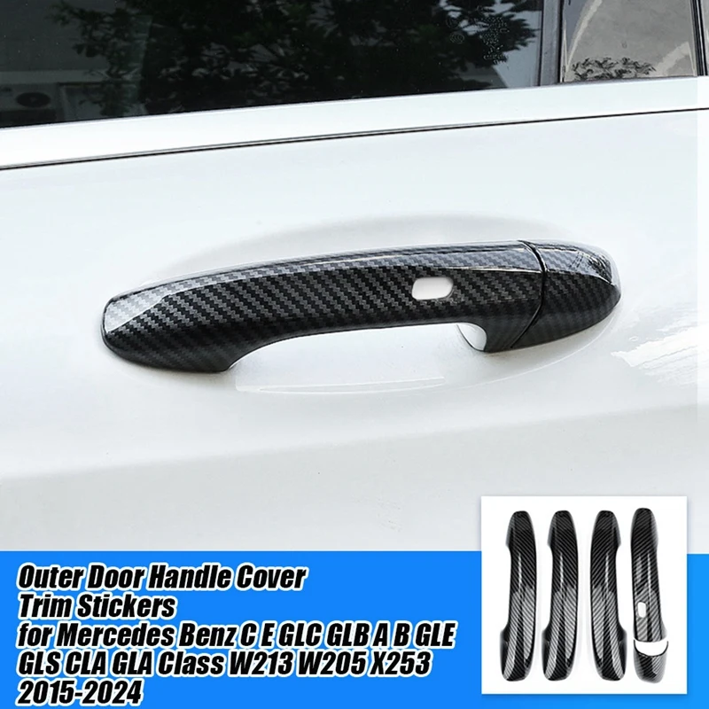 

4 шт., наклейки на крышку наружной дверной ручки Mercedes Benz C E GLC GLB A B GLE GLS CLA GLA W213 W205 X253 2015-2024