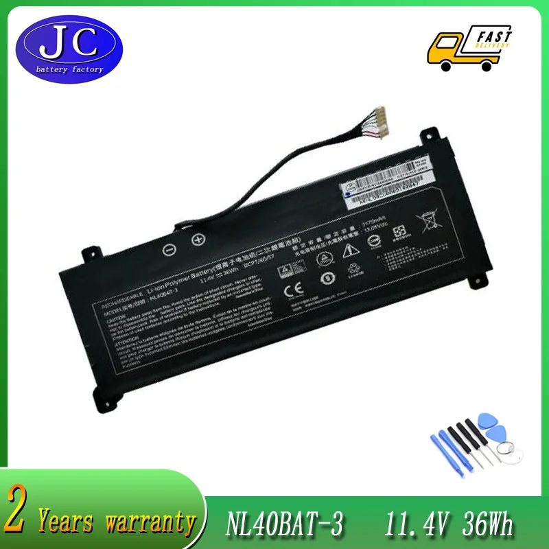 

JCLJF high quality NL40BAT-3 Laptop Battery for CLEVO NL51 NL50 NL52 MACHCREATOR-A NKNL52RU 11.4V 36Wh 3175mAh