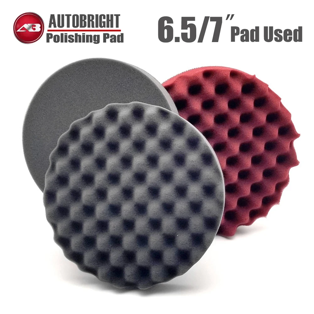 AUTOBRIGHT 6.5/7" inch Car Polisher Pad Professional Polishing Machine Sponge Fast Detailing Wash Wax Mirror Flat Wave Foam Tool