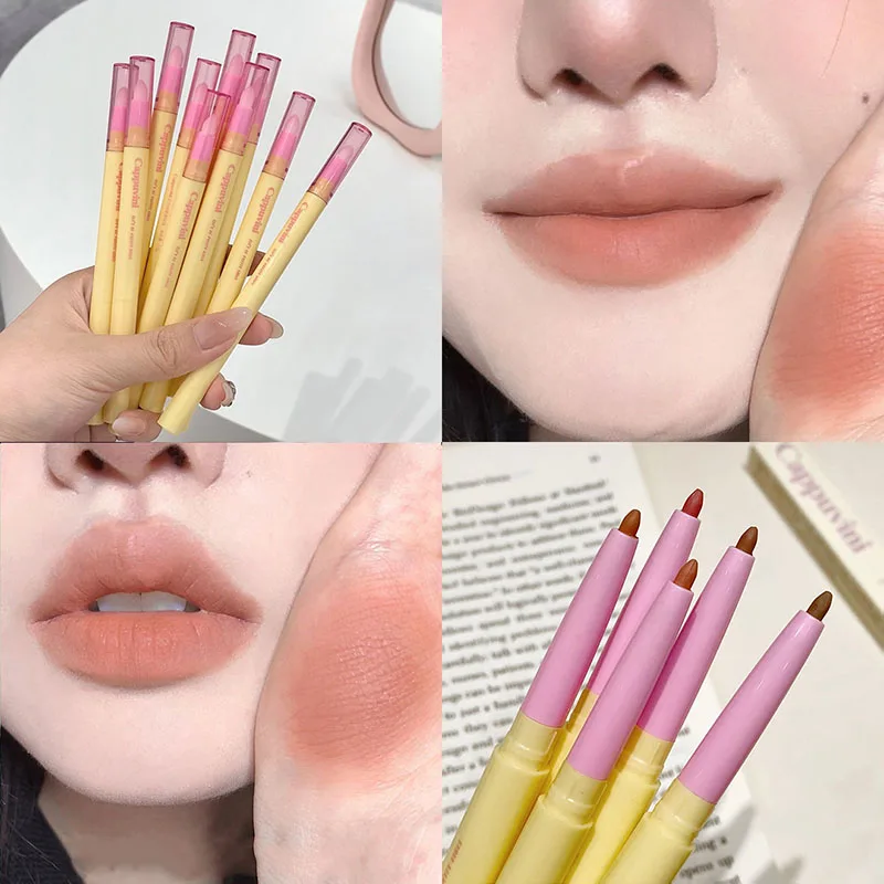 Matte Lip Liner Pen Contouring 3D Lips Waterproof Lasting Smooth Lipstick Pencil Nude Milk Pink Lip Tint Dupes Makeup Cosmetics 4