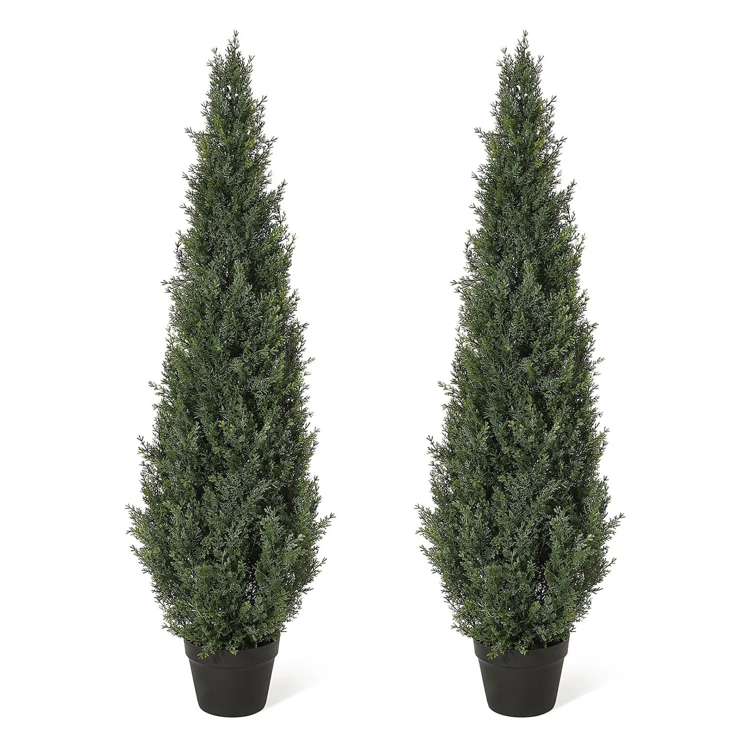 2pcs Artificial Topiary Tree 90/120/150cm Faux Cypress Plant in Pot Evergreen Indoor Outdoor Decorative Plant for Porch Patio