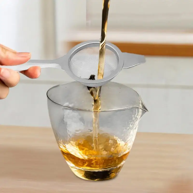Pratical Fine Tea Strainer Filters Kongfu tea Stainless Steel Mesh Colander Reusable Teapot Infuser With Handle accessories 1set
