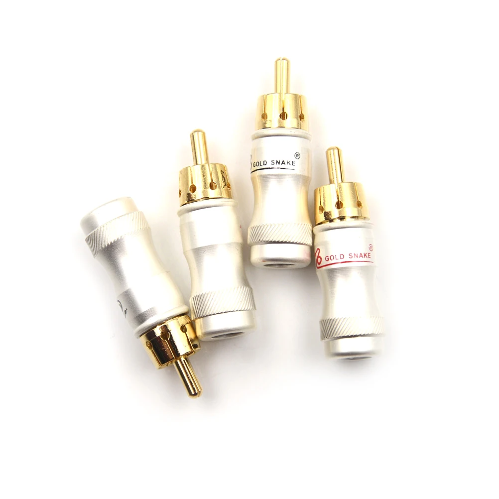 

4pcs DIY Gold Snake RCA Plug HIFI Goldplated Audio Cable RCA Male Audio Video Connector Gold Adapter For Cable