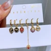 6pcs/set Cool Cubic Zircon Spider Hero Huggie Earrings Gold Color Women Girls Ear Stack Jewelry 1