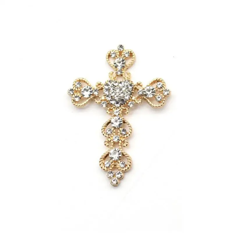 1~20PCS Metal Cross Alloy Rhinestone Crafts For Necklace Jewelry Box Decoration Material Accessories 4.7*6.4cm