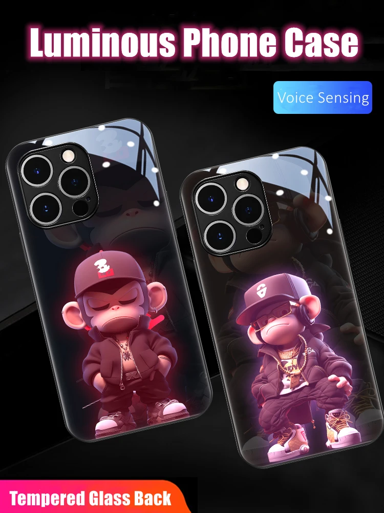 

Special Cool Fashion Monkey LED Light Glowing Luminous Phone Case for Samsung S22 S23 S24 Note 10 20 A14 A54 A73 Plus Ultra