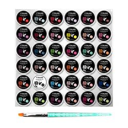Vibrant 36 - Color Gel Nail Art Kit with Solid Glue Coating (36 colors)