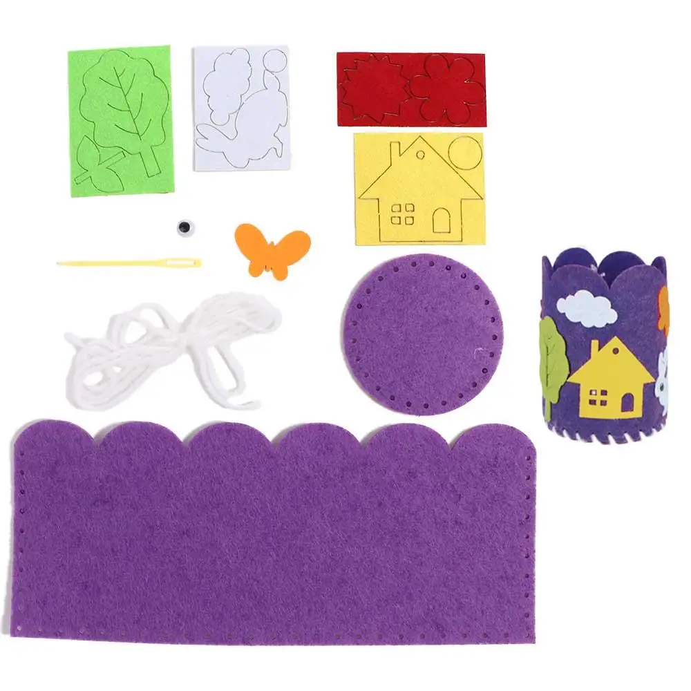 

Cartoon Material Pack DIY Craft Arts Crafts For Children DIY Pencil Holder Handwork Pen Container DIY Pen Holder Non-Woven