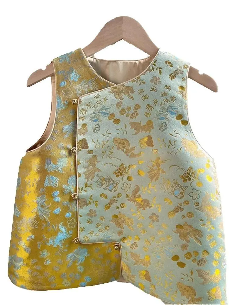 Sleeveless Women Vest Chinese Style Loose Waistcoat Heavy Embroidery Vintage Spring and Autumn Tank