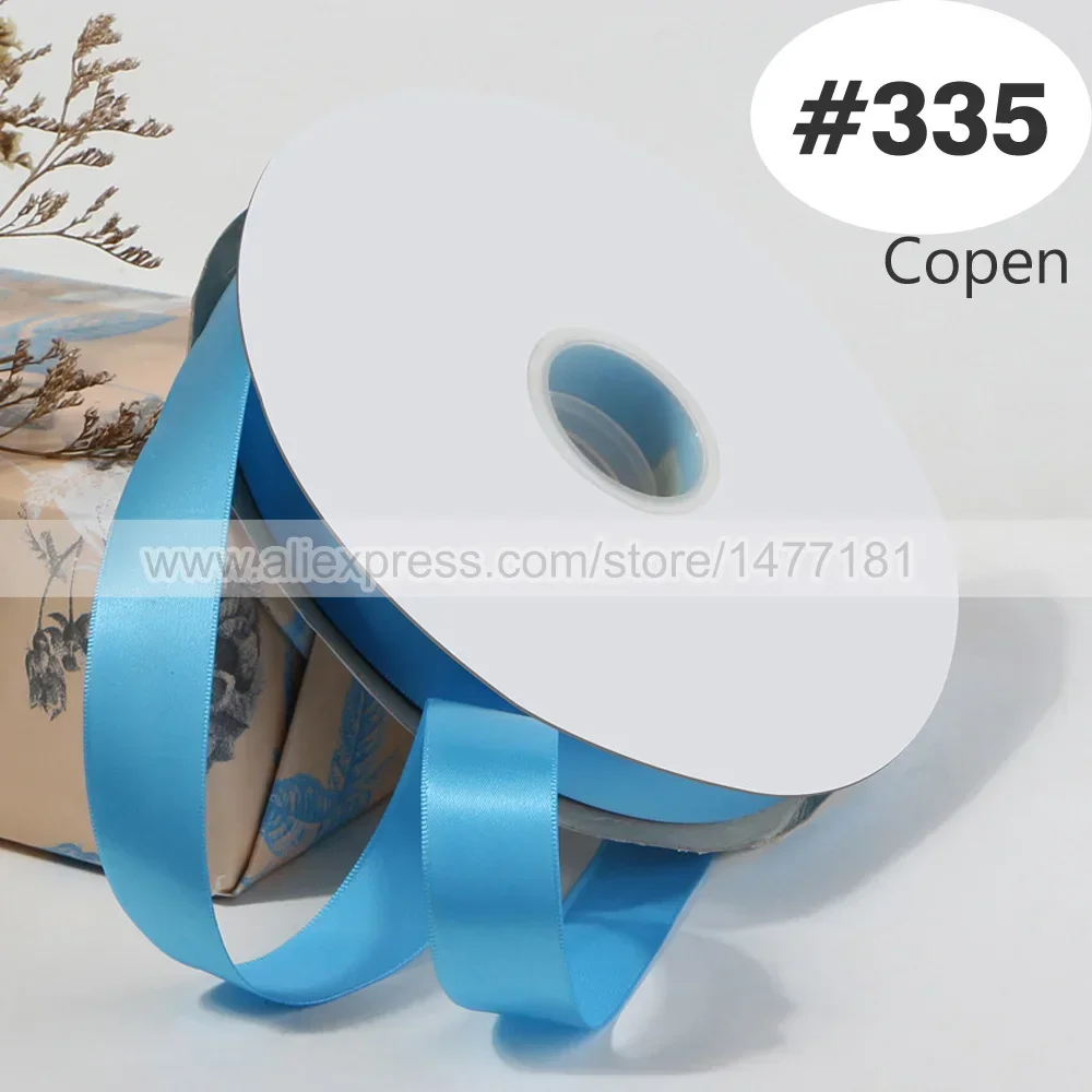 Blue Double Face Satin Ribbon – High-Density Polyester Fabric, Multiple Widths Available, 100 Yards