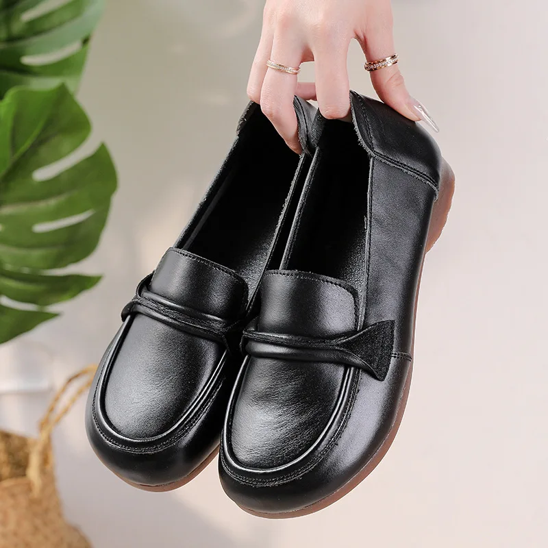 New Ladies Fashion Flats Shoes Low-heel Comfortable Women's Casual Shoes Female Leather Work Flats Soft Sole Woman Moccasins