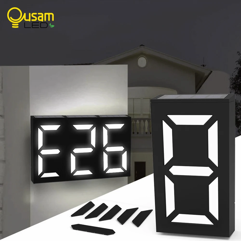 

Exterior House Numbers Led Solar Plate Lamp Outdoor House Number Apartments Garden Door Sign Solar Rechargeable Lights
