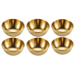Set of 6 Stainless Steel Mini Sauce and Spice Serving Dishes (Gold)