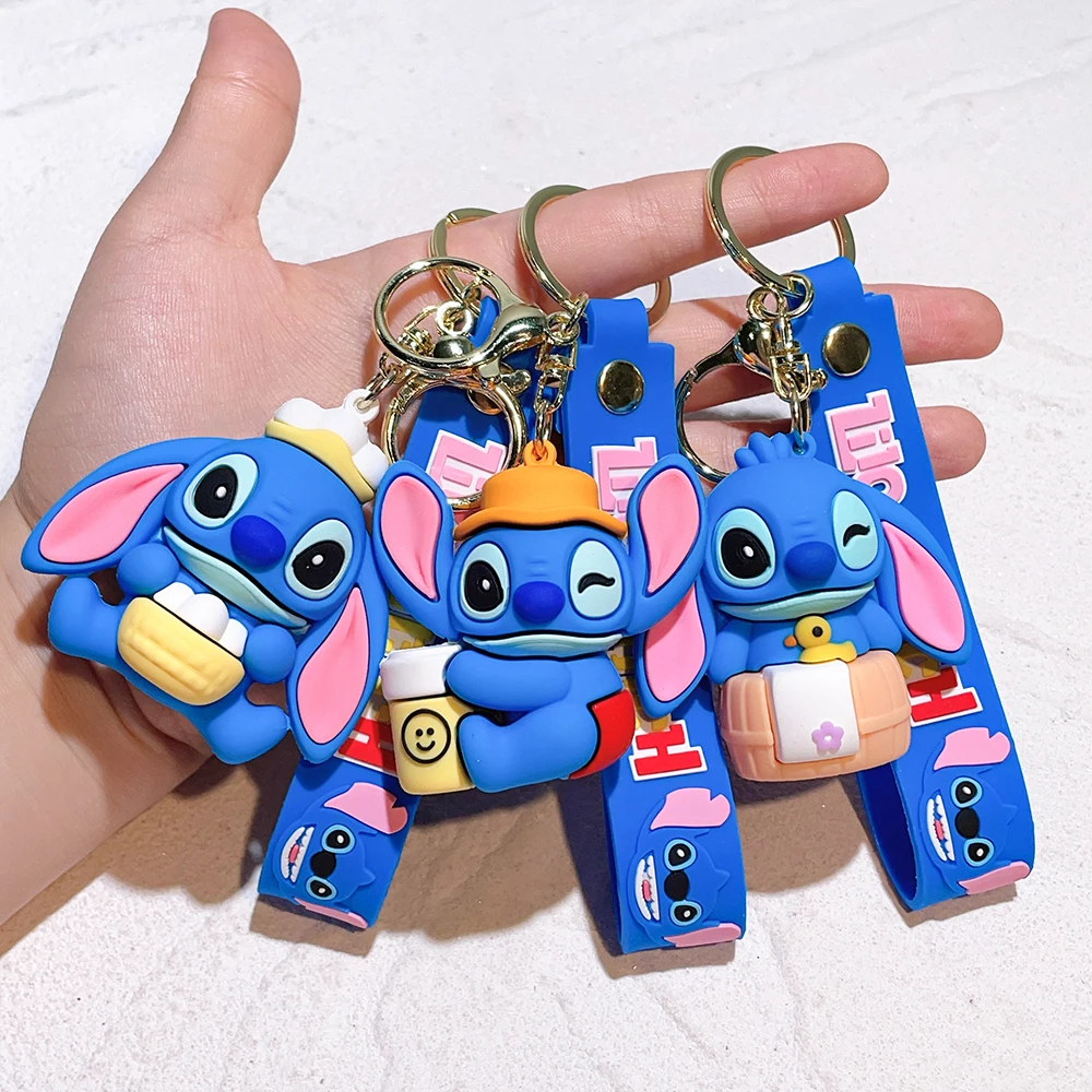 

Anime Keychain Cartoon Minnie Mouse Mickey Stitch Cute Doll PVC Keyring Ornament Key Chain Car Pendant Kids Toys Gifts