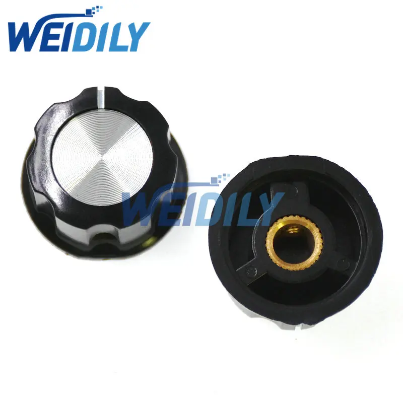 Potentiometer Knobs 6.35m 6.4mm Inside Diameter Potentiometer Bakelite Knob For RV24 3590S Potentiometer Knob Bakelite Aluminum Hat