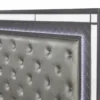 Modern Glam Style Upholstered Headboard Button Tufting Glass Inlay 1pc King Size Panel LED Lights Bed Gray Faux Leather Finish S 3
