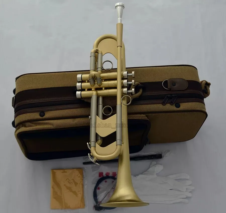 NEW Professional Matt Brushed Brass Bb Trumpet Horn Monel With Case