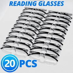 Enhanced Clear Vision Reading Glasses Set - Lightweight, Stylish, Unisex (20 Pieces) - +400 (Black)