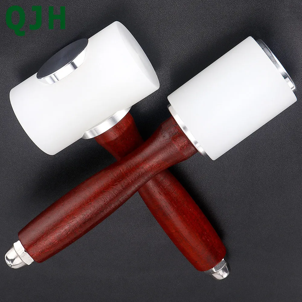 1Pcs Leather Carve Hammer Wood Handle Nylon Hammer Professional Leathercraft Punch Printing Percussion DIY Tool