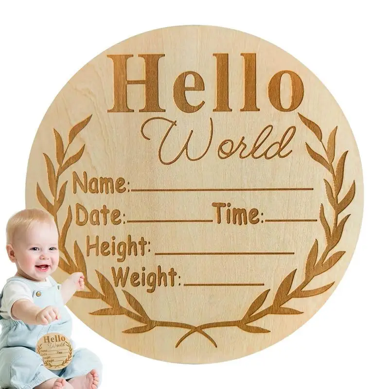 Hello World Birth Sign Baby Arrival Sign Wood Welcome Board Hello World Baby Photography Prop Baby Shower Gifts To Record Baby