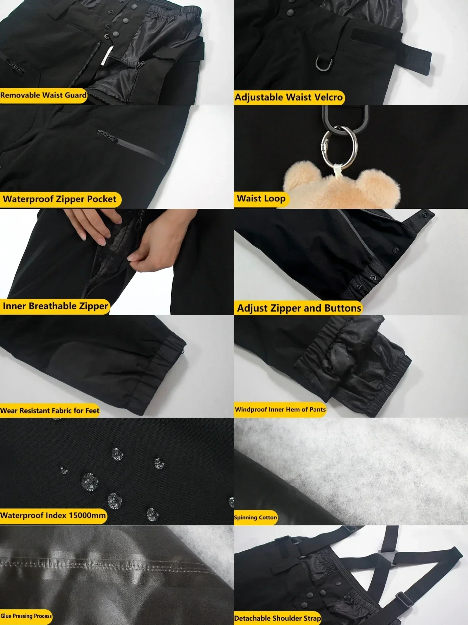 Skiing Strap Pants Outdoor Winter Thickening Warm Ski Overalls New Men Women Loose Snow Waterproof Windproof Snowboard Trousers skiing pants,ski suit