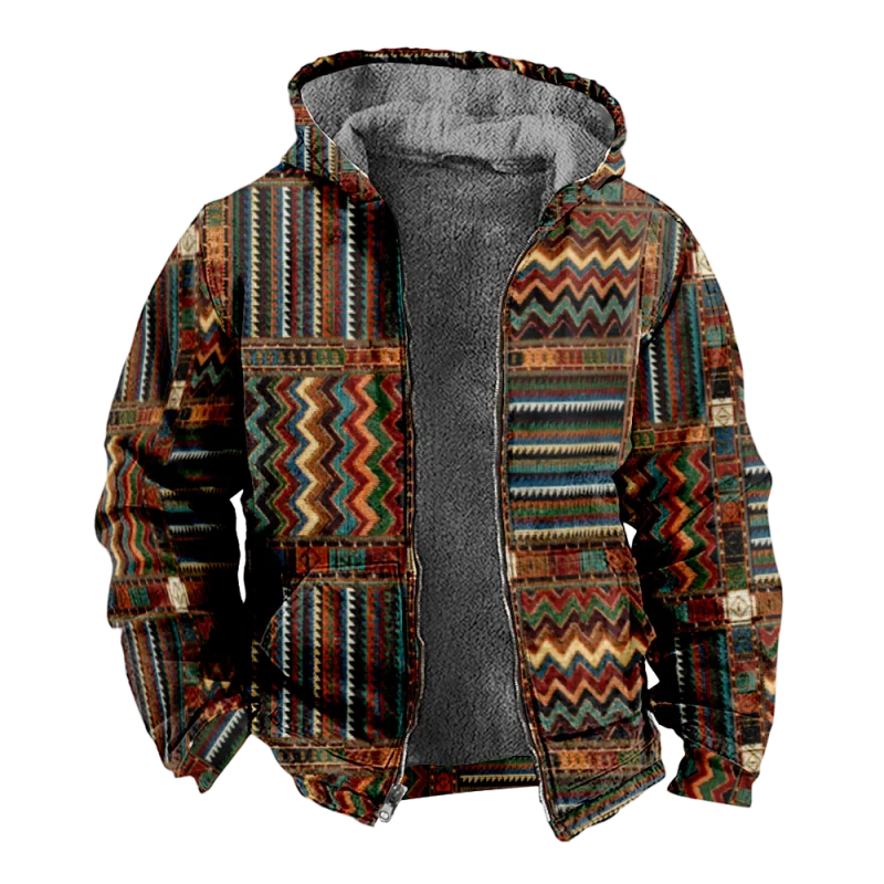 New Creative Cotton Coat Hooded Sweater Casual Print Long Sleeve Zipper Sweater Thick Cotton Coat Autumn/Winter a07