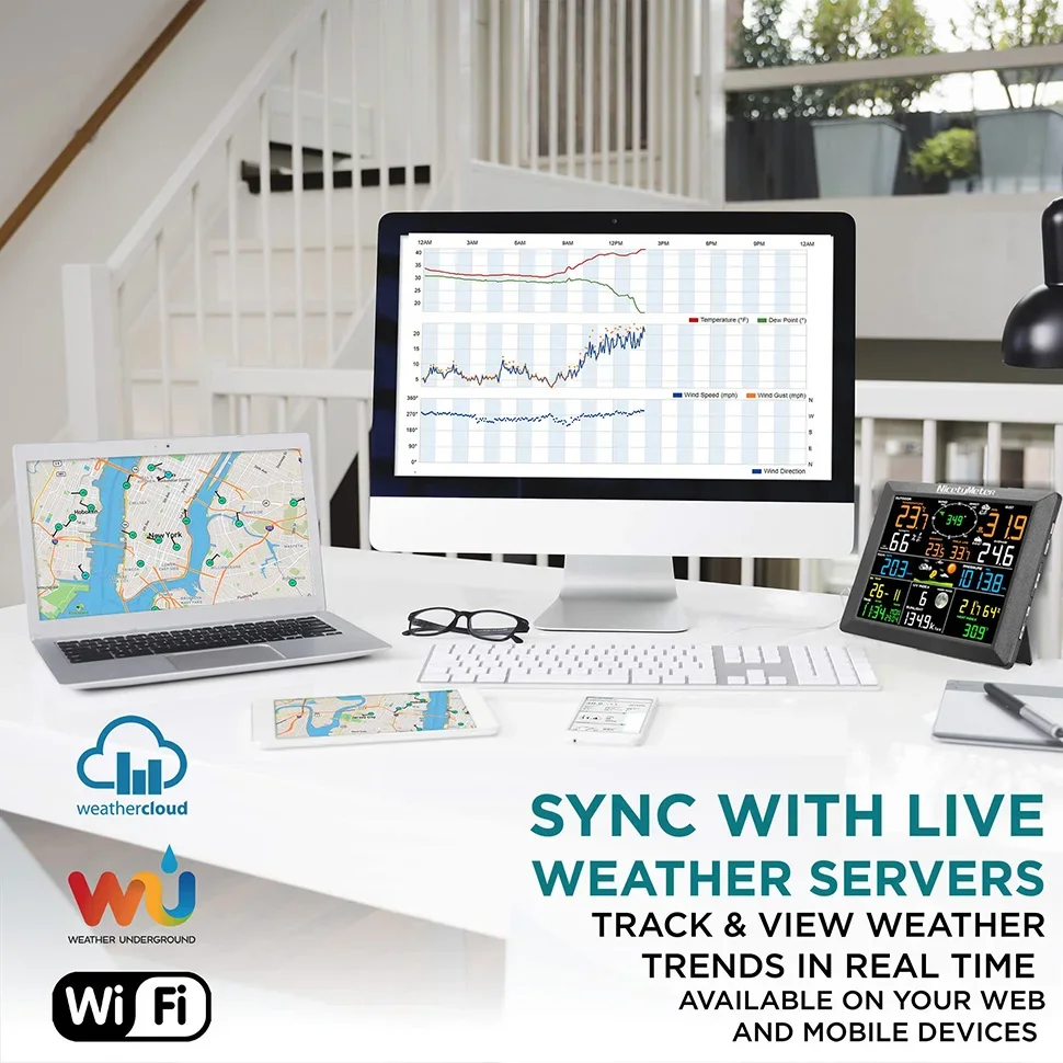0310 Professional WiFi Weather Station Internet Wireless with Outdoor Sensor Rai