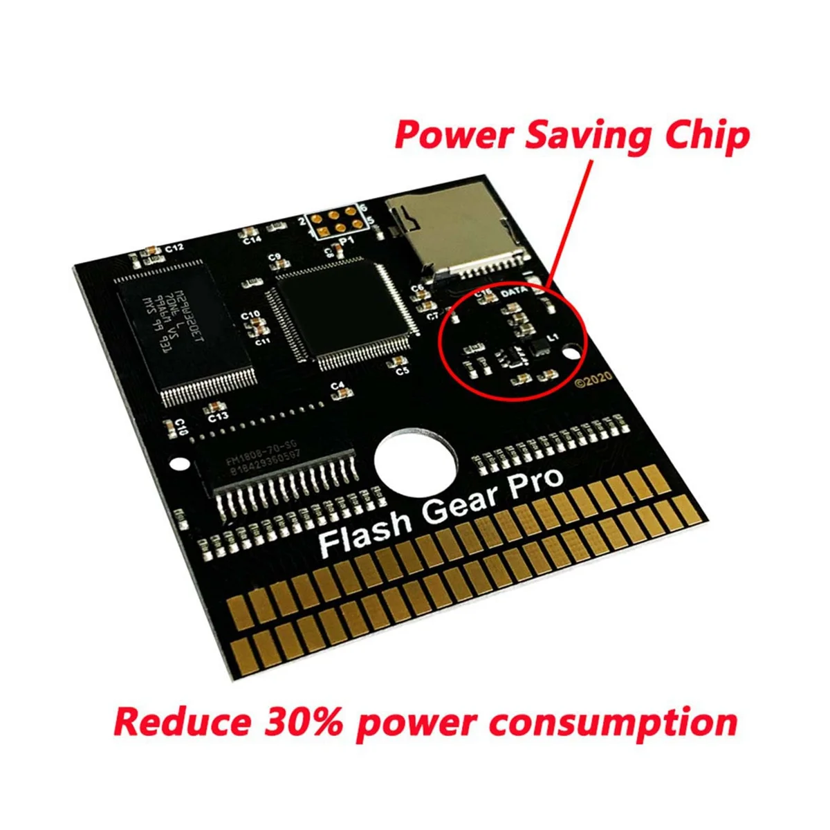 Flash Gear Pro Power Saving Flash Cart Game Cartridge Card Pcb Per Sega Game Gear Gg System Shell, Nero